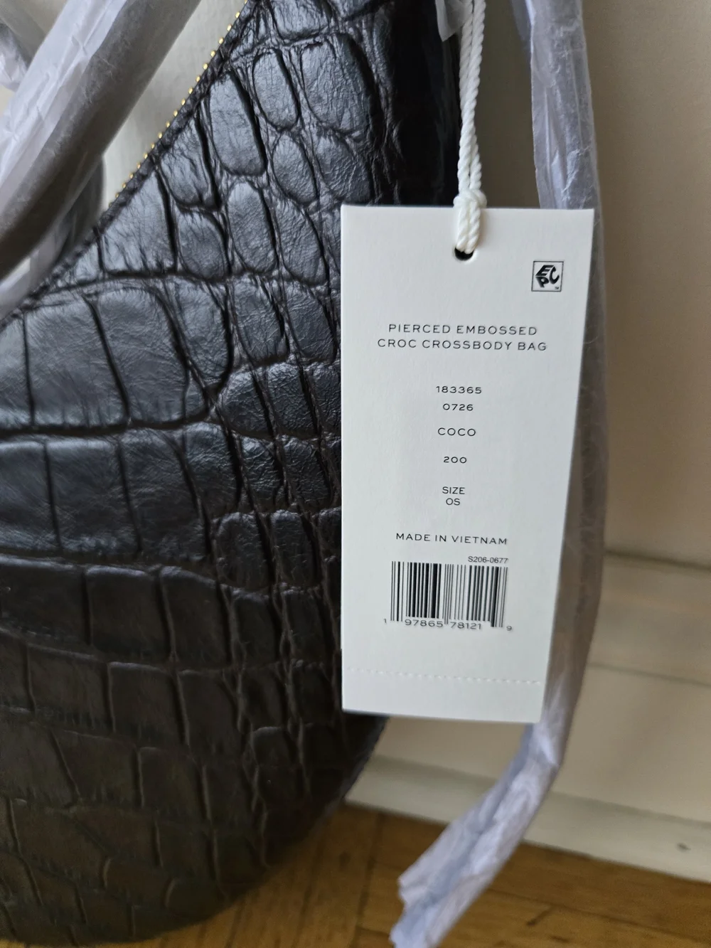 Brand New With Tags Tory Burch Crescent Croc-Embossed Pierce Shoulder Bag